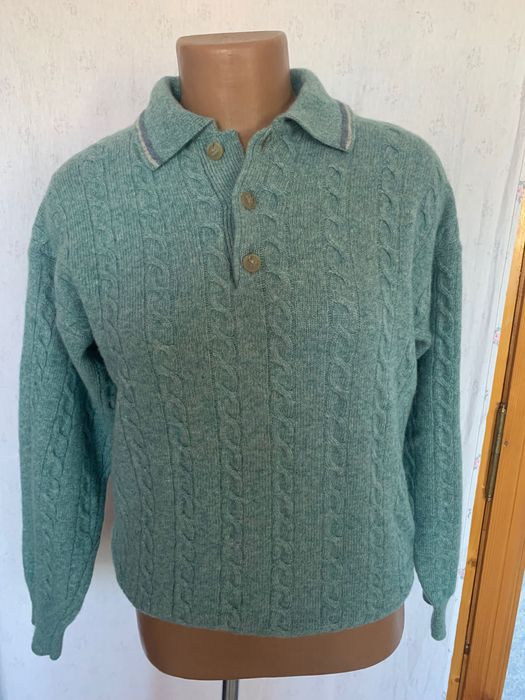 Вовняний жіночий светр бірюзового кольору.Розмір XL.