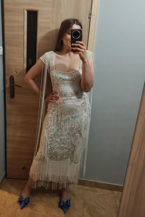 Suknia ślubna z frędzlami ASOS