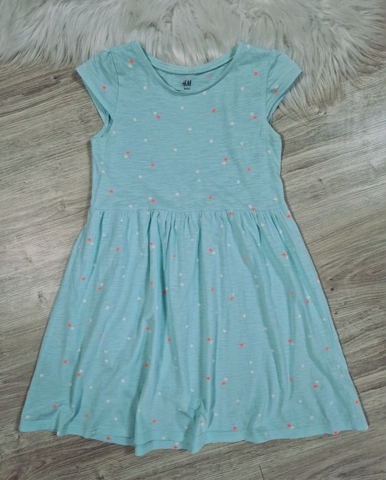 Sukienka letnia dziecięca  100% bawełna H&M niebieska rozmiar 122/ 128  cm