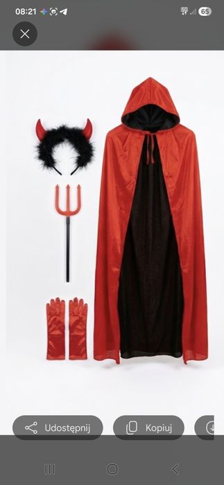 Nowy! Peleryna Diablica Diabeł kostium przebranie Halloween strój