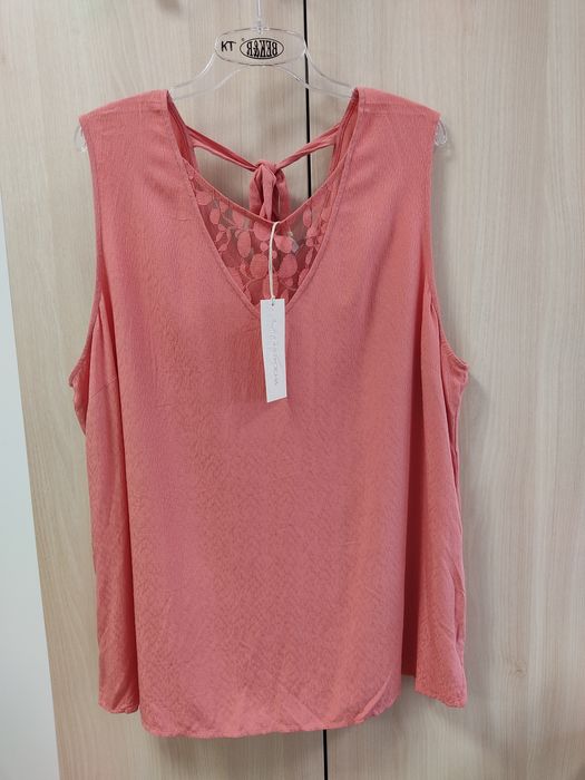 Łososiowa bluzka plus size koszulka 22 5XL 50 z wiskozy koszulka z kok