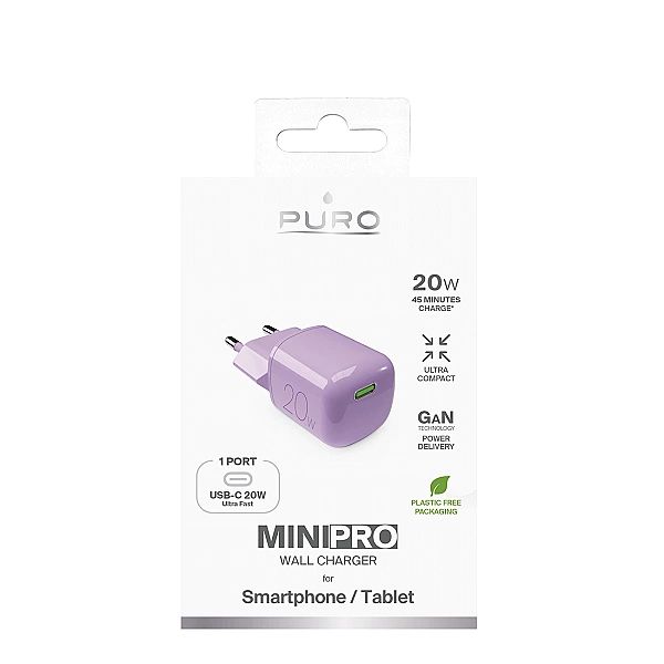 Ładowarka sieciowa Puro 20W GaN USB-C - różowa