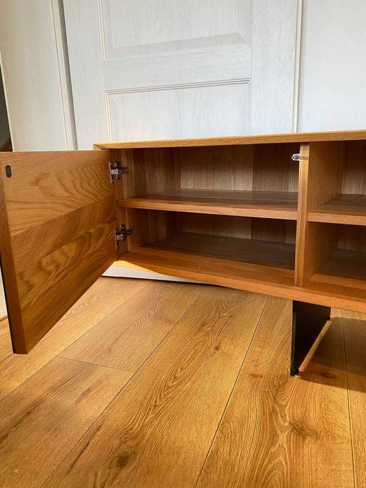 Szafka RTV, Lity Dąb, Spiek Kwarcowy, Loftowy Styl