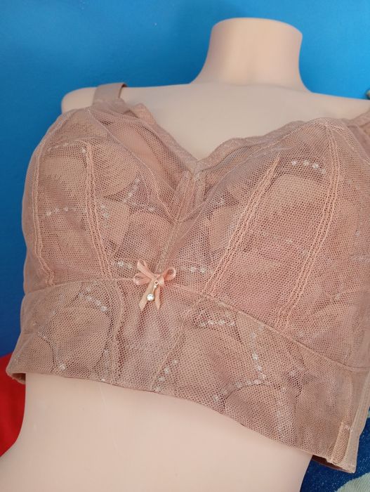 Biustonosz pół gorset beżowy minimizer kryształki 85D