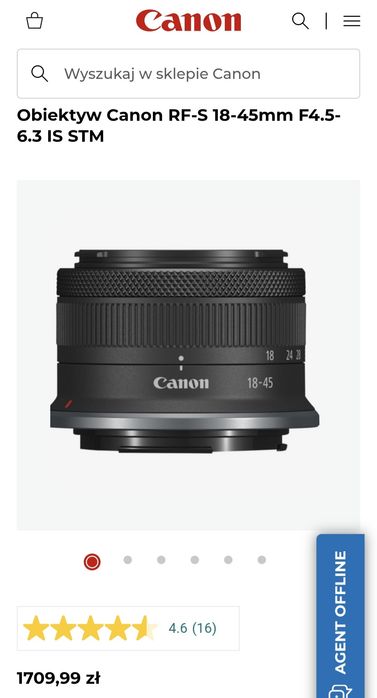 NOWY Canon obiektyw RF-S 18-45mm f/4.5-6.3 IS STM