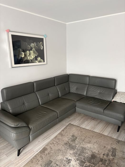 Skórzany narożnik z funkcją spania