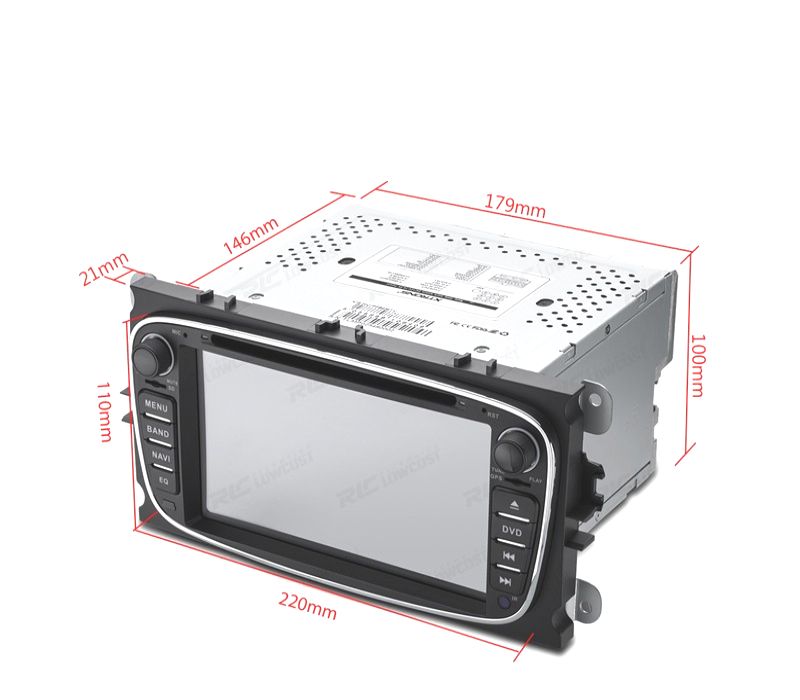 AUTO RADIO 2DIN 7" PARA FORD REDONDO COR PRETO USB GPS TACTIL HD