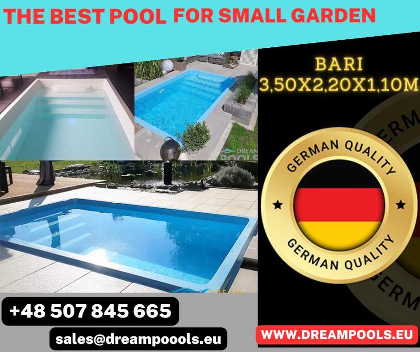 Basen poliestrowy 3,5x2,2x1,1m z wyposażeniem, PRODUCENT PL
