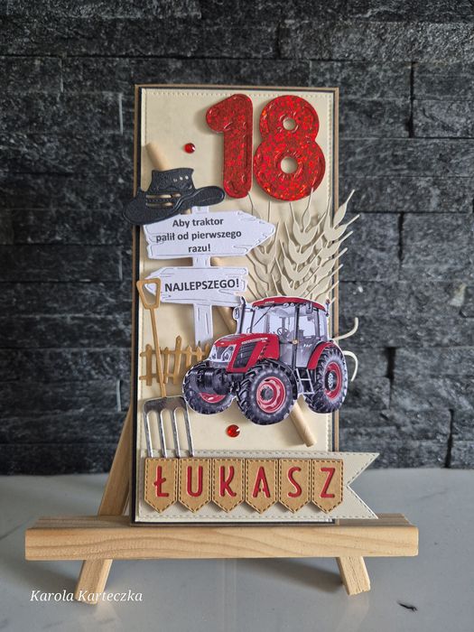 Kartka urodzinowa, urodziny 18, rolnik