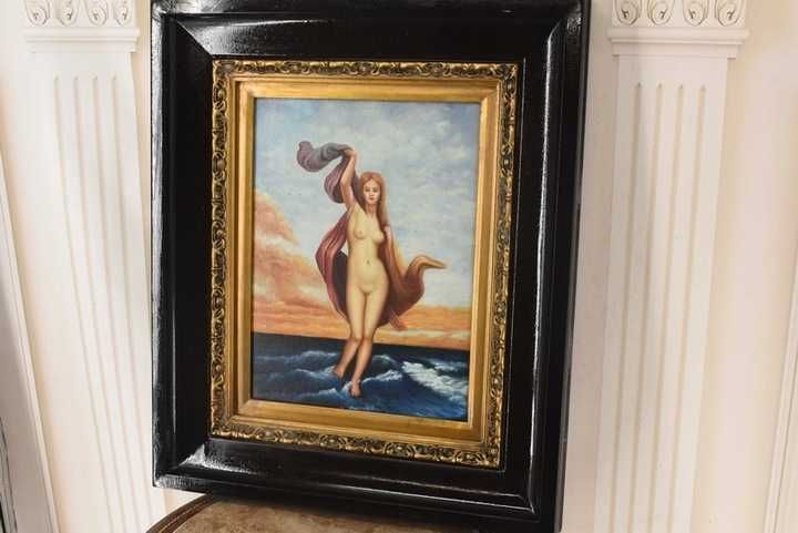 Naga Kobieta Idąca Po Wodzie - Akt Portret - Obraz Olejny