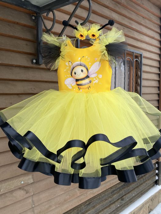 Сукня бджілки обруч крила жовта костюм  на свято весни день мами пишна