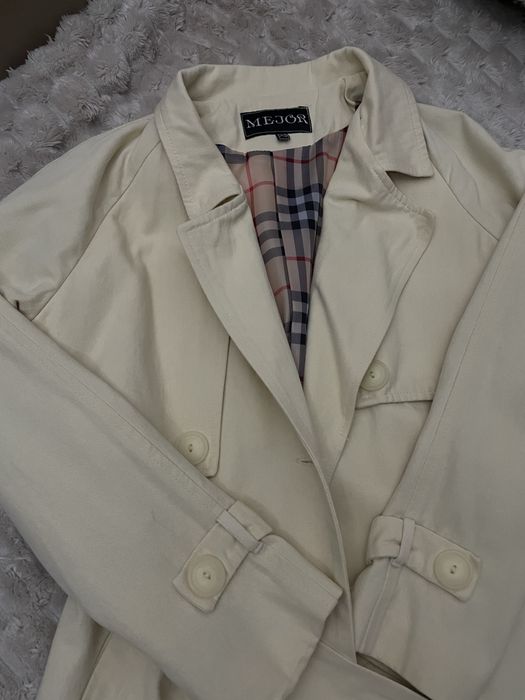 Тренч у стилі burberry беж молочний XS-S