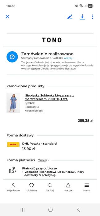 Sukienka niebieska blyszcząca