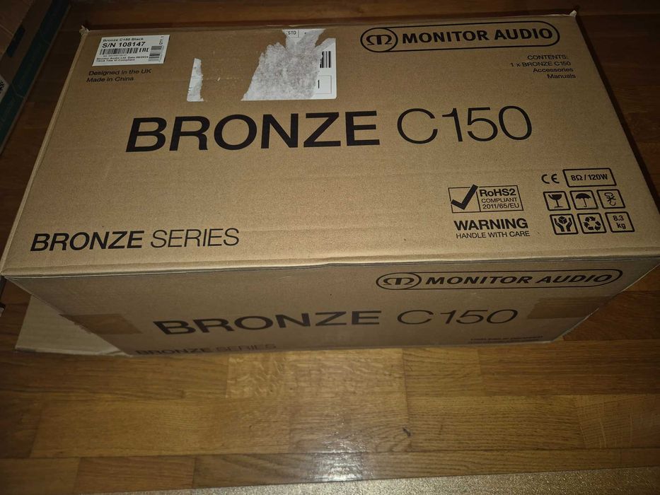 Coluna central "Monitor Audio Bronze C150" – Nova, ~3 semanas de uso