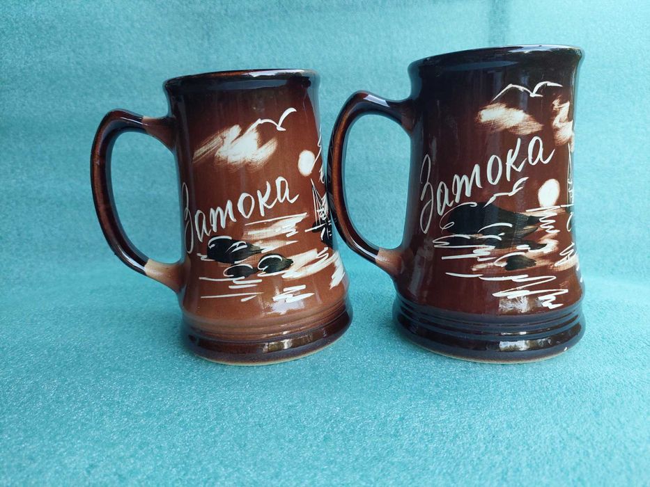2 пивные глиняные кружки 0,5 л. НОВЫЕ.