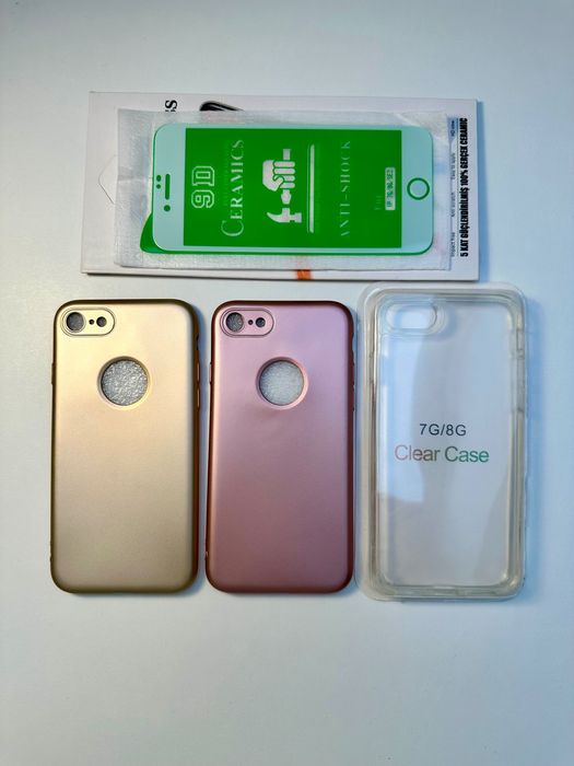 3 Nowe Etui, Case, Obudowa iPhone 7/8, szkło ekran