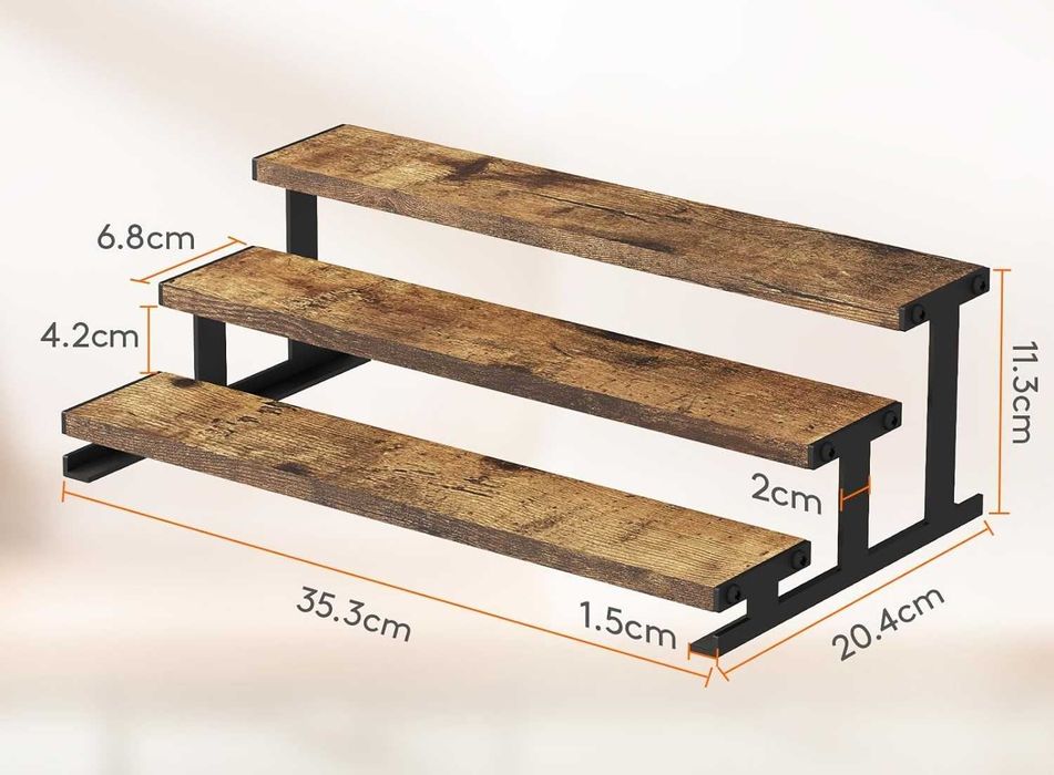 3 poziomowy drewniany Stojak Organizer Półki LOFT