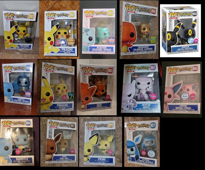 Funko pop Pokemon : Squirtle Mewtwo Pikachu Pichu Bulbasaur Charmander