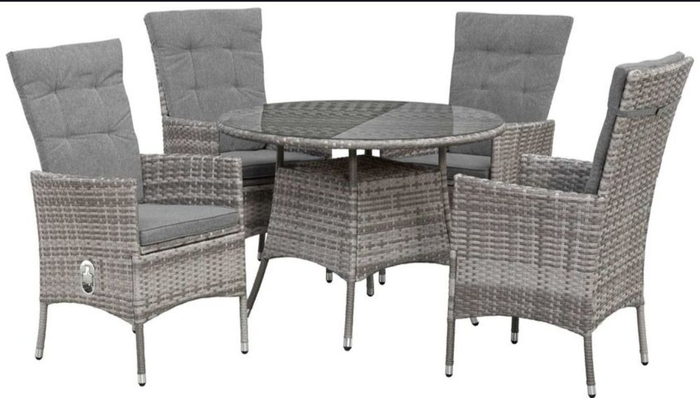 Meble ogrodowe BELLUNO stół 100cm + 4 fotele KONIFERA