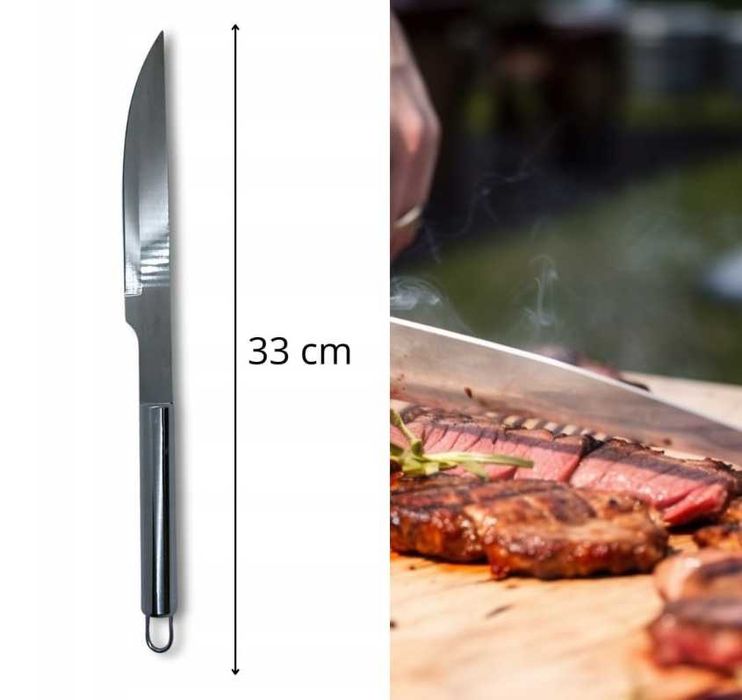 AKCESORIA Przybory DO GRILLA Sztućce Zestaw Grillowy 9W1 Etui BBQ STALOWE Nowe