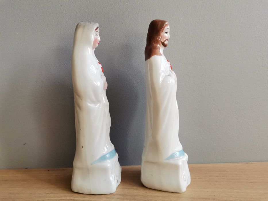 Stare 2  figurki porcelanowe Jezus i Matka Boska