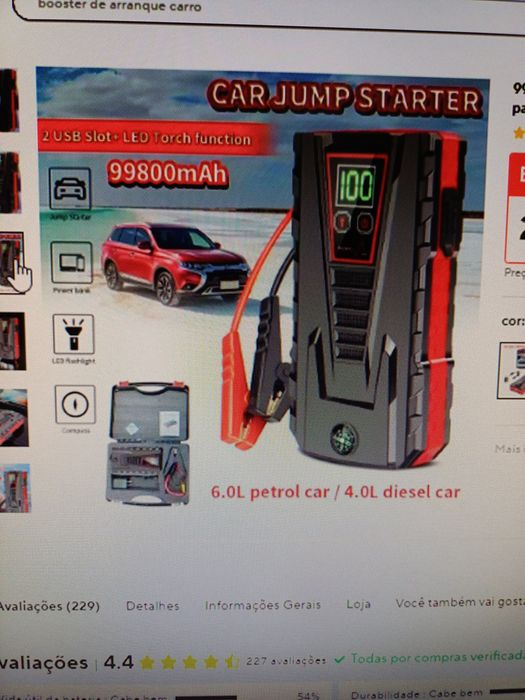 Power bank (booster) - auxiliar bateria carro.