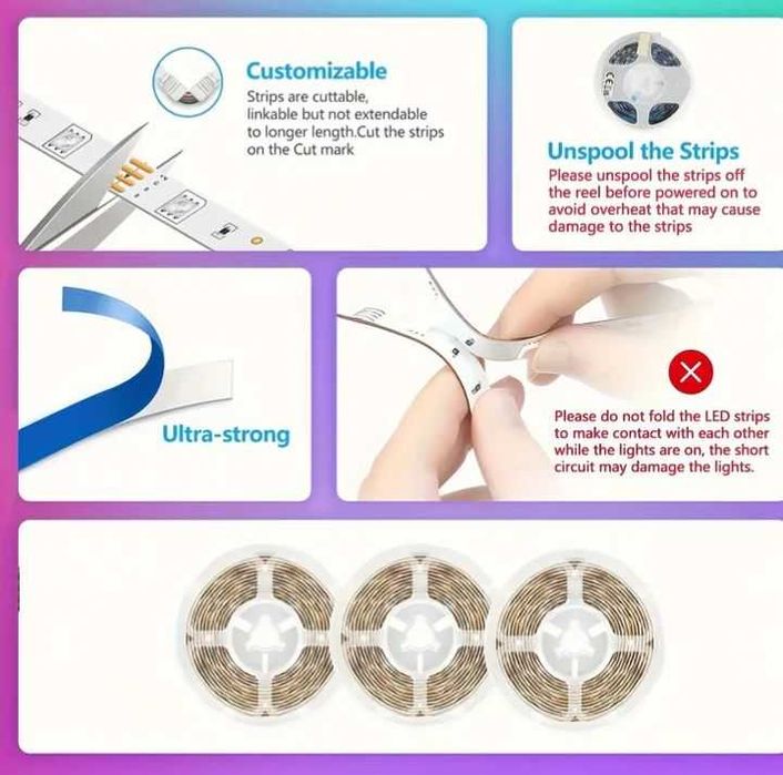 5метрів Легко-Установлювані USB LED Смуги