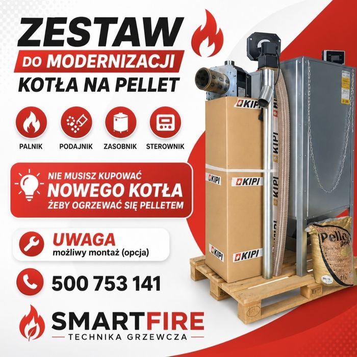 Palnik na pellet pelety zasobnik sterownik podajnik kipi 16 kW komplet