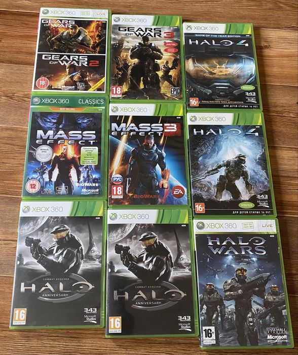 Xbox 360: Halo, Diablo, DMC, Gears of War. Mass Effect, Conan, Prey