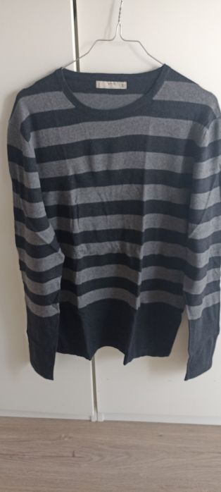 Gray Striped Knit Sweater