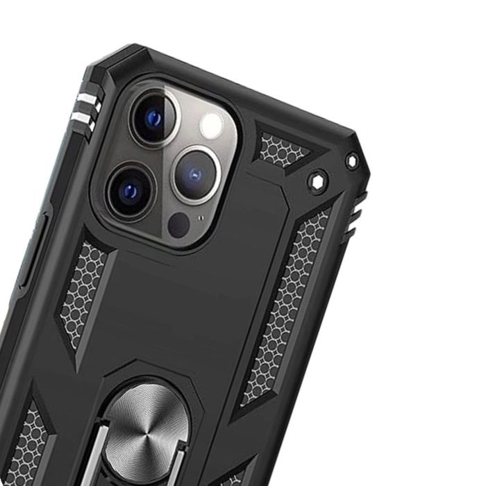 Pancerne Etui Ochronne do iPhone 13 Pro Max Uchwyt Szkło Czarne