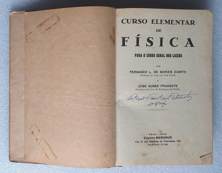 Curso Elementar Física de 1936 (para o curso geral dos Liceus)