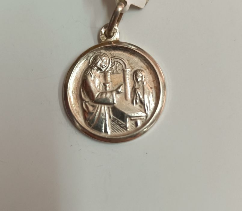 Medalhas religiosas antigas em prata 925 com marca de contraste