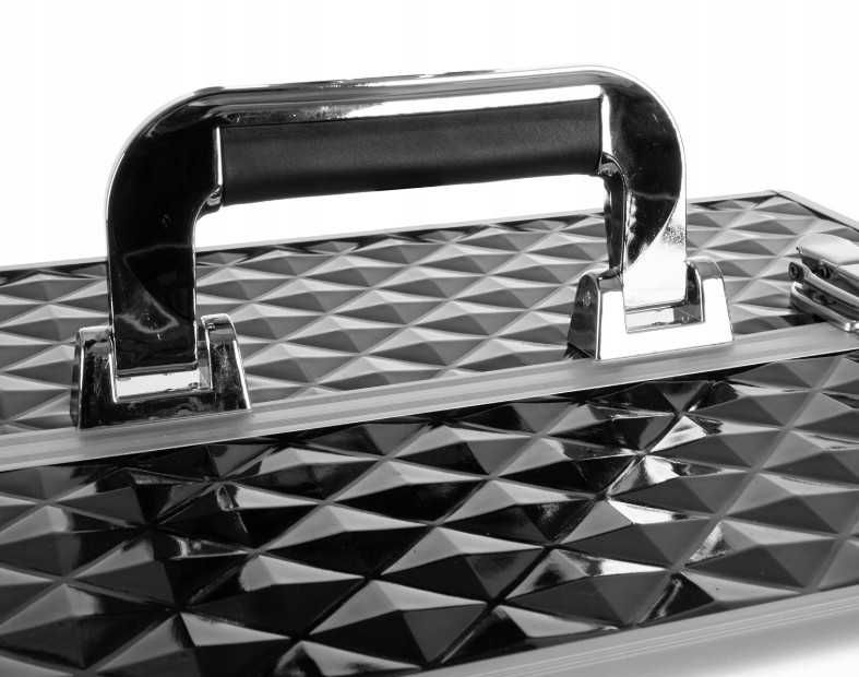 Walizka kuferek organizer kosmetyczny na kosmetyki 3D czarny