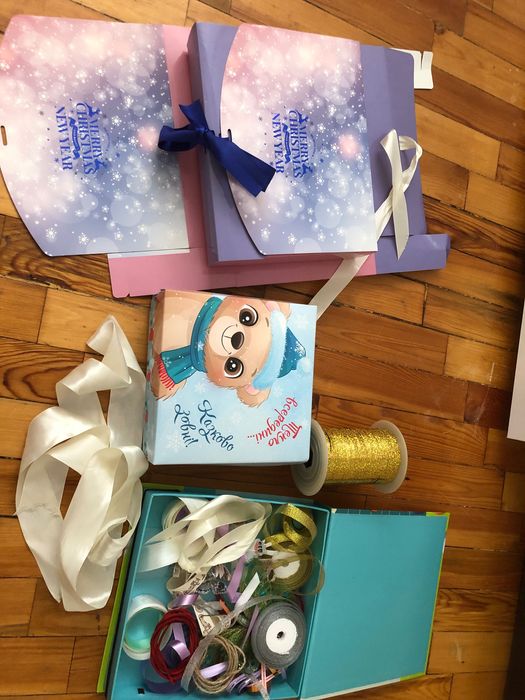 Упаковочная бумага для подарков и цветов, ленты