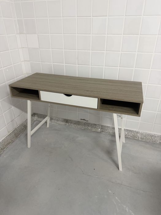 Biurko 48x120 jasny dab/bialy