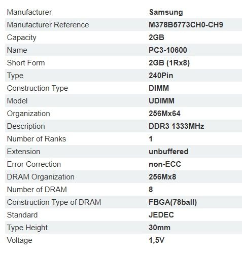 Memória RAM 2|2 (4Gb) DDR3 1333 MHz