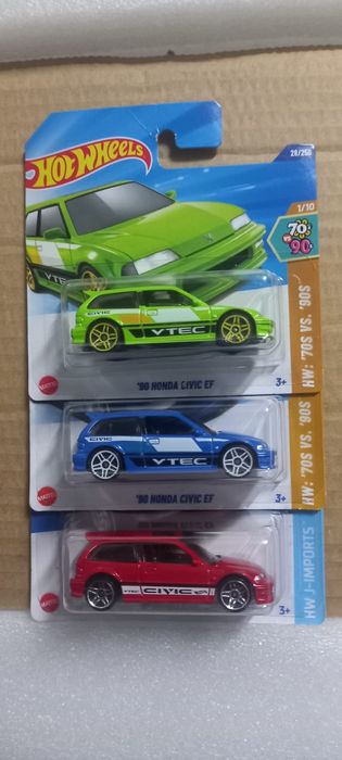 Conjunto 3, 90 Honda Civic EF Hot Wheels