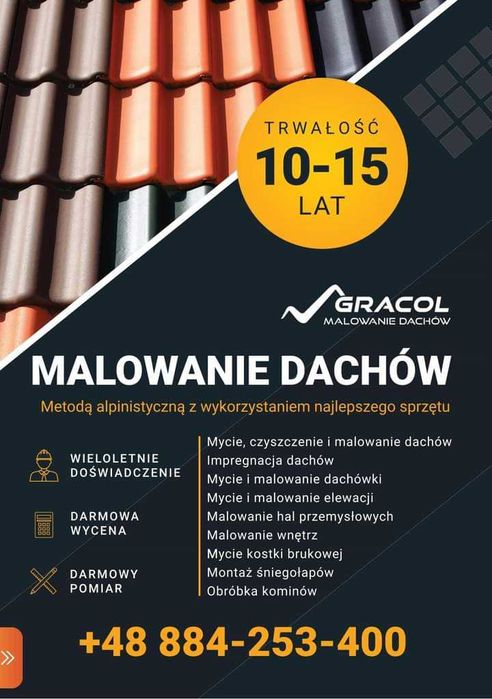 Malowanie  dachów,elewacji ,naprawa dachów montaż rynnień- śniegolapów
