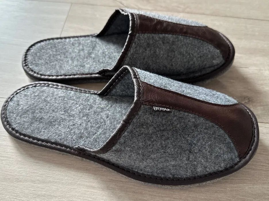 Pantofle męskie BOSO, filc, podeszwa filcowa, kapcie rozmiar 45