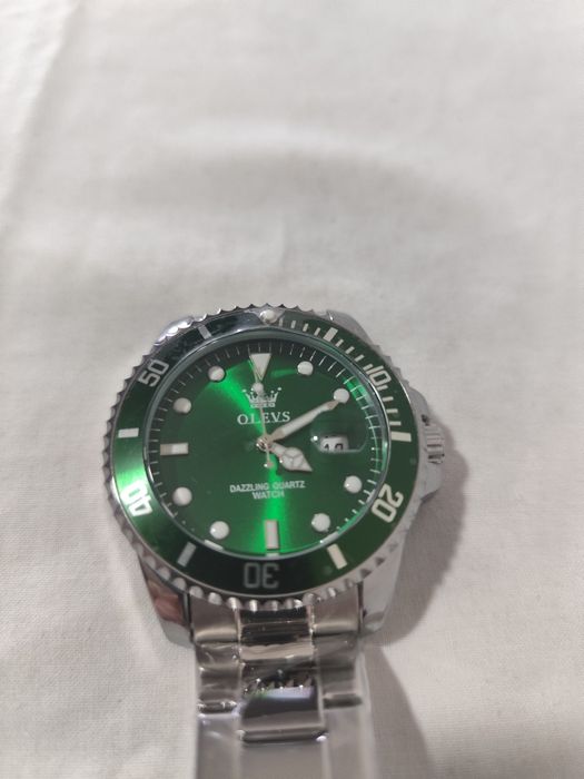 OLEVS Men's Watch – Silver/Green [New]64309670532482122