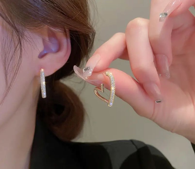 Серьги сердце с кристаллами Swarovski