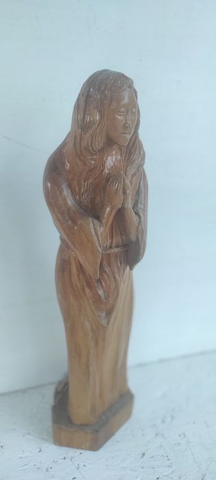 Figura Matka Boska Madonna Modlitwa Rzeźba Drewno sygnowana