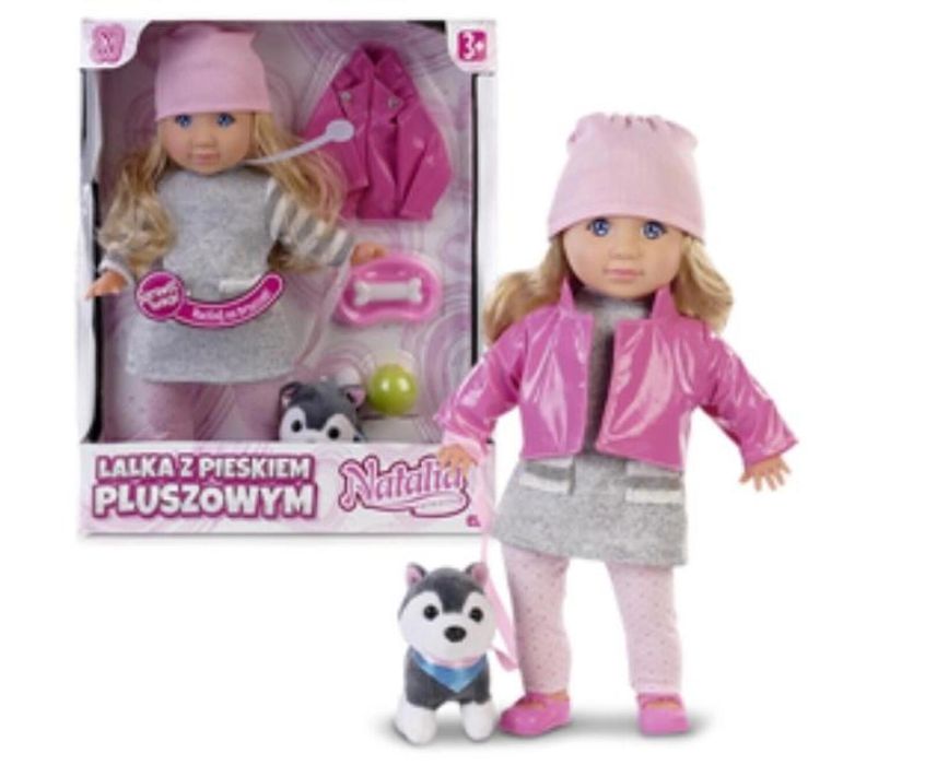 Lalka Natalia z pieskiem pluszowym 35cm pudełko,380x320x110 mm