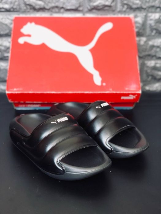 Мужские сланцы черные пума/пляжные тапки/уличные  шлепанцы puma