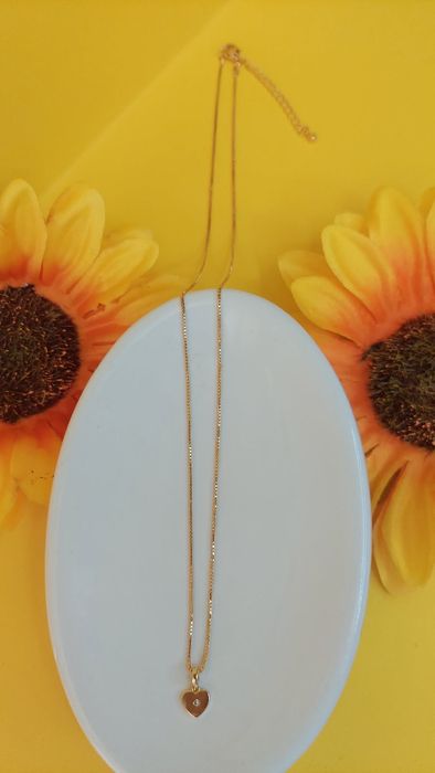 Colar coração folheado a ouro 18 k, semijoia de qualidade.