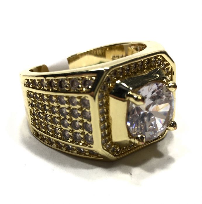 Złoty męski sygnet z Moissanitem wybita próba 585 pozłacany ogniowo14K