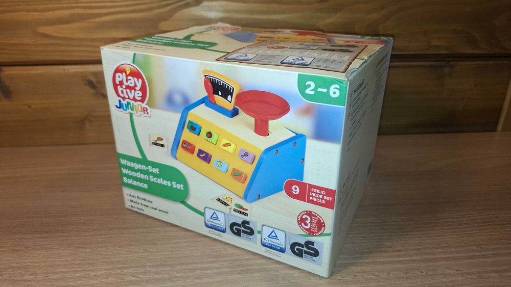 Waga Drewniana Kasa Sklepowa - Zabawka Sensoryczna - Maria Montessori