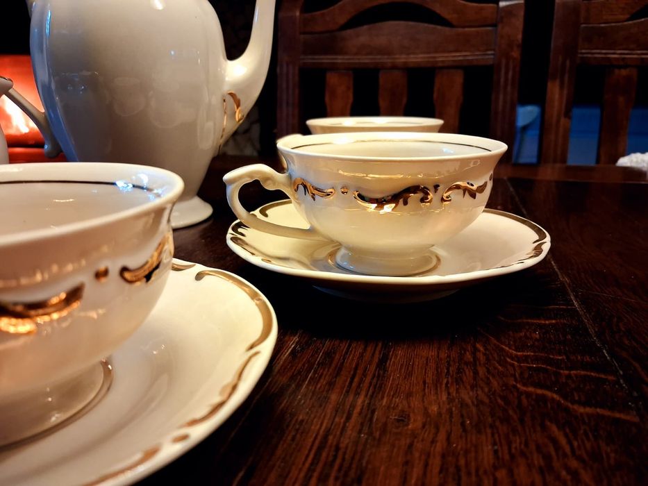Unikat stan idealny ! serwis kawowy porcelana Tułowice 6 osób antyk !