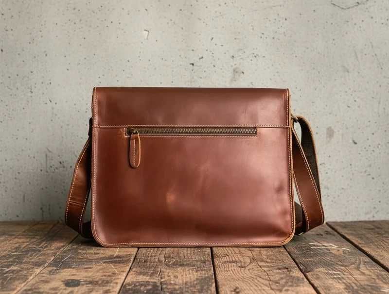 Męska torba skórzana vintage brązowa ramię messenger prawdziwa skóra
